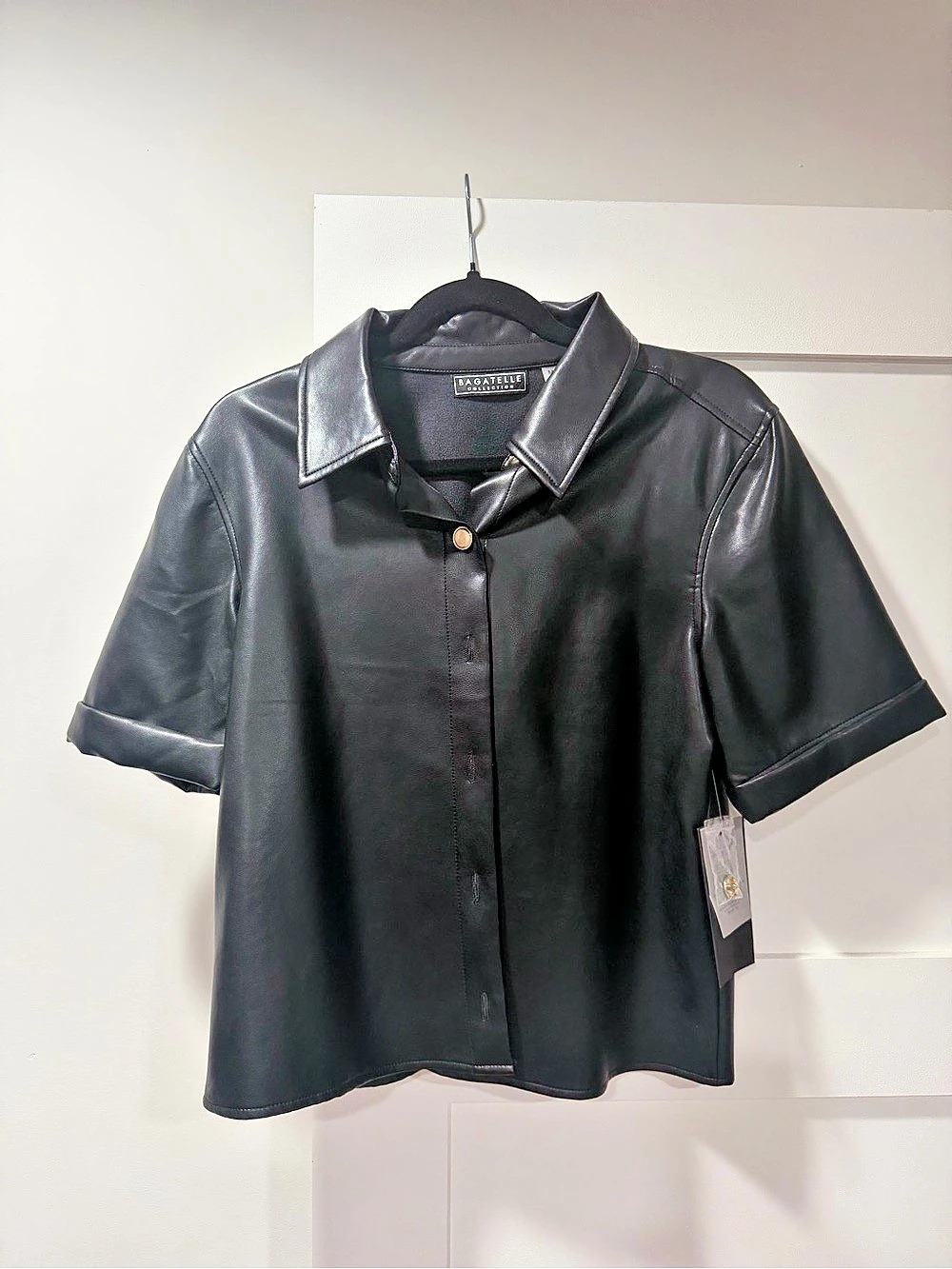 Bagatelle Black Short Sleeve Leather Jacket NWT
